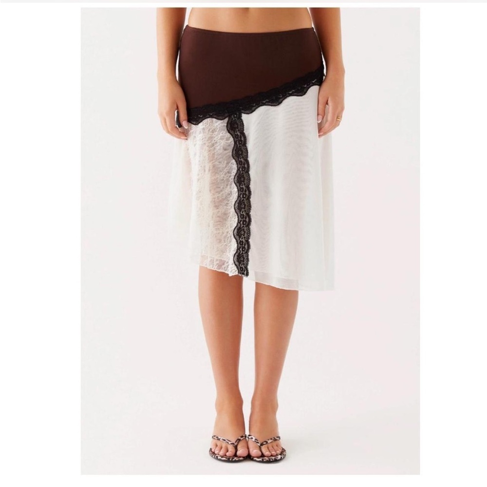 Brown and White Lace Skirt from Peppermayo